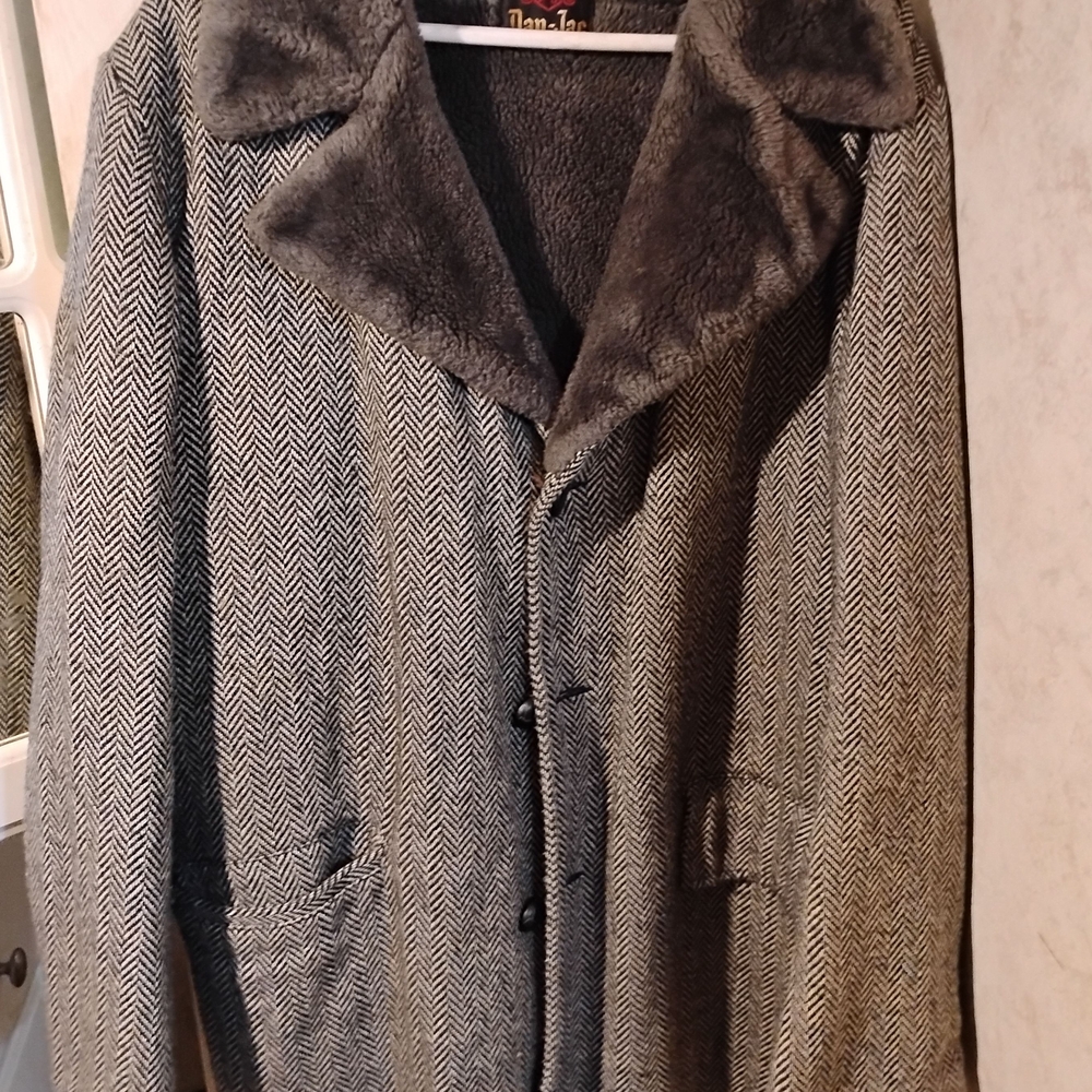 Classic Gray Herringbone Pea Coat